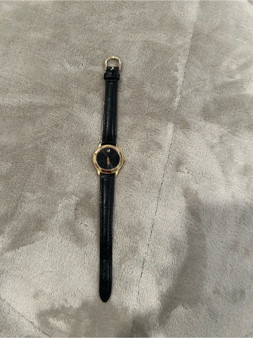 Movado Black Dial Watch with Gold Case